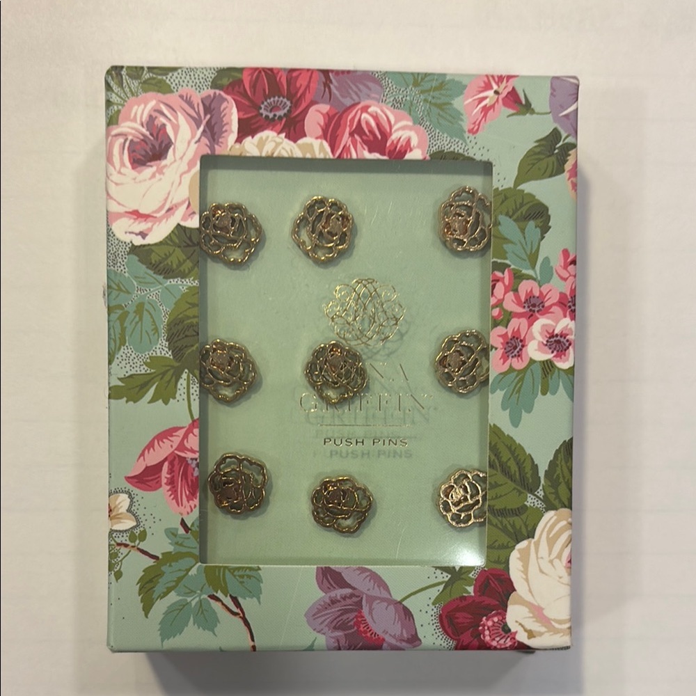 NIB Anna Griffin Gold Floral Push Pins